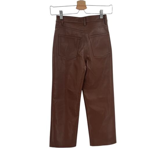Aritzia Wilfred The Melina Pants Cropped Vegan Leather Cognac Brown Size 00 - Picture 8 of 13